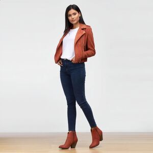 Frye Reina Bootie Burnt Orange Red Leather Western Ankle Boot Size 7.5
